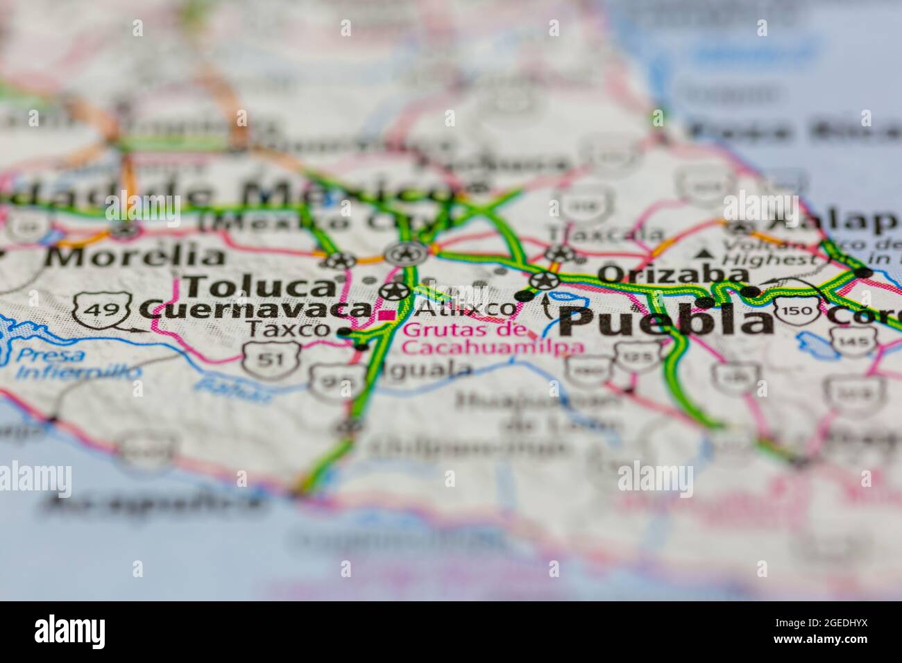Atlixco Mexico Shown On A Road Map Or Geography Map 2GEDHYX 