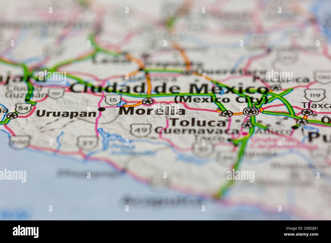 Morelia Mexico shown on a road map or Geography map Stock Photo Alamy