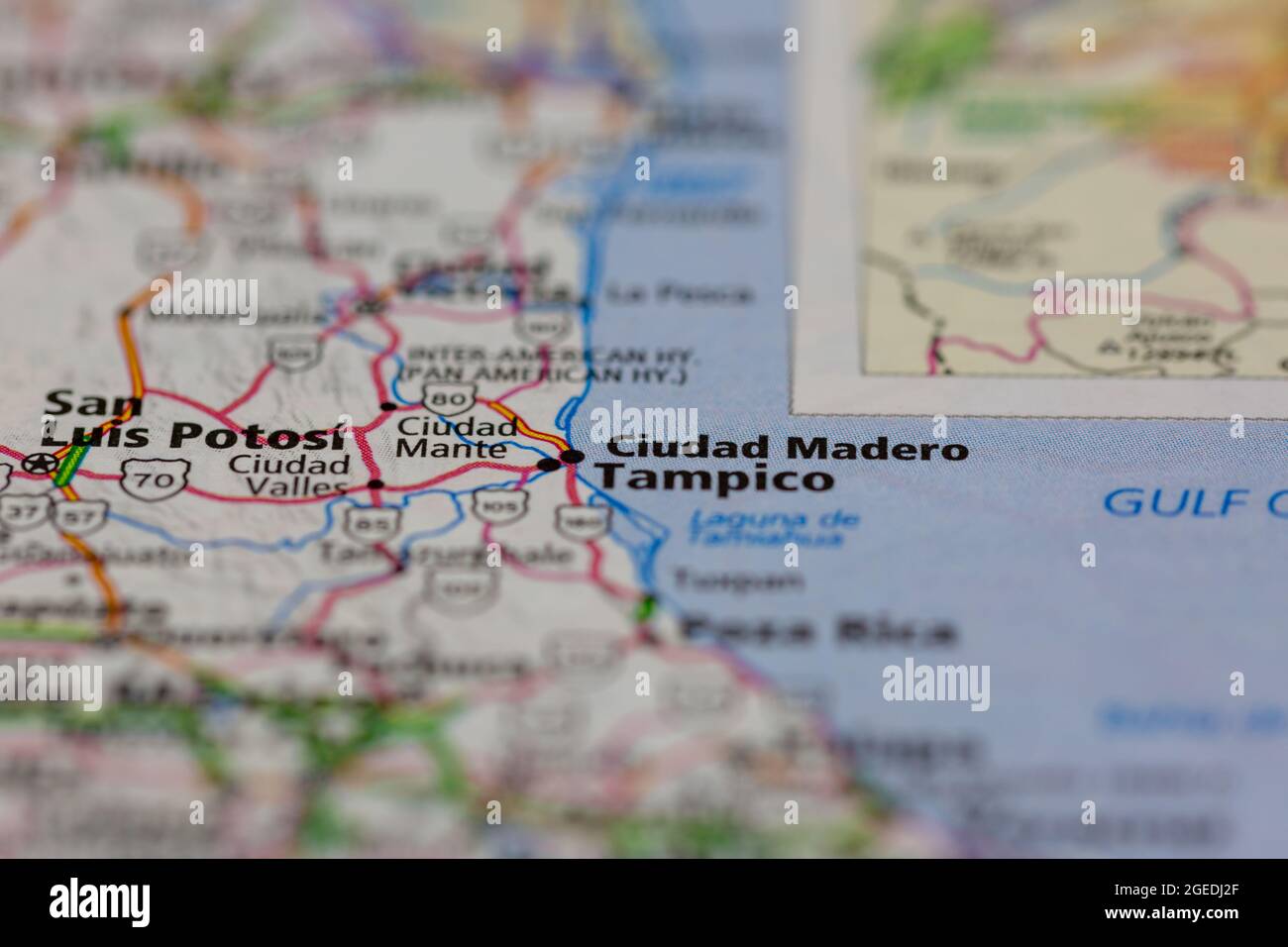 Ciudad Madero Mexico shown on a road map or Geography map Stock Photo
