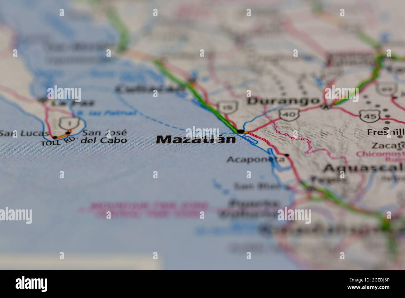 Mexico Toll Road Map Mazatlan Mexico Shown On A Road Map Or Geography Map Stock Photo - Alamy