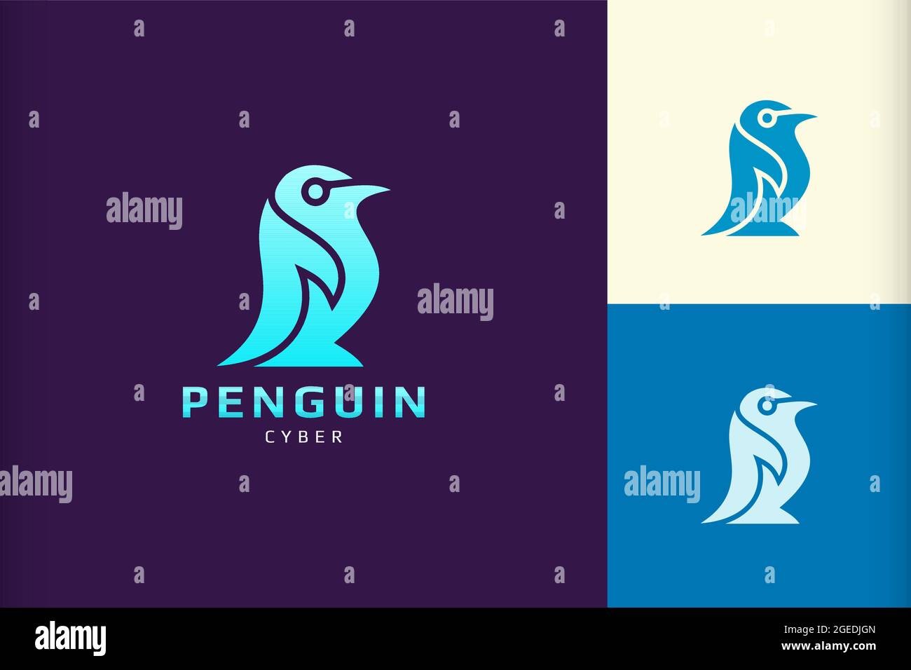 penguin logo with abstract and simple shape for technology brand Stock Vector