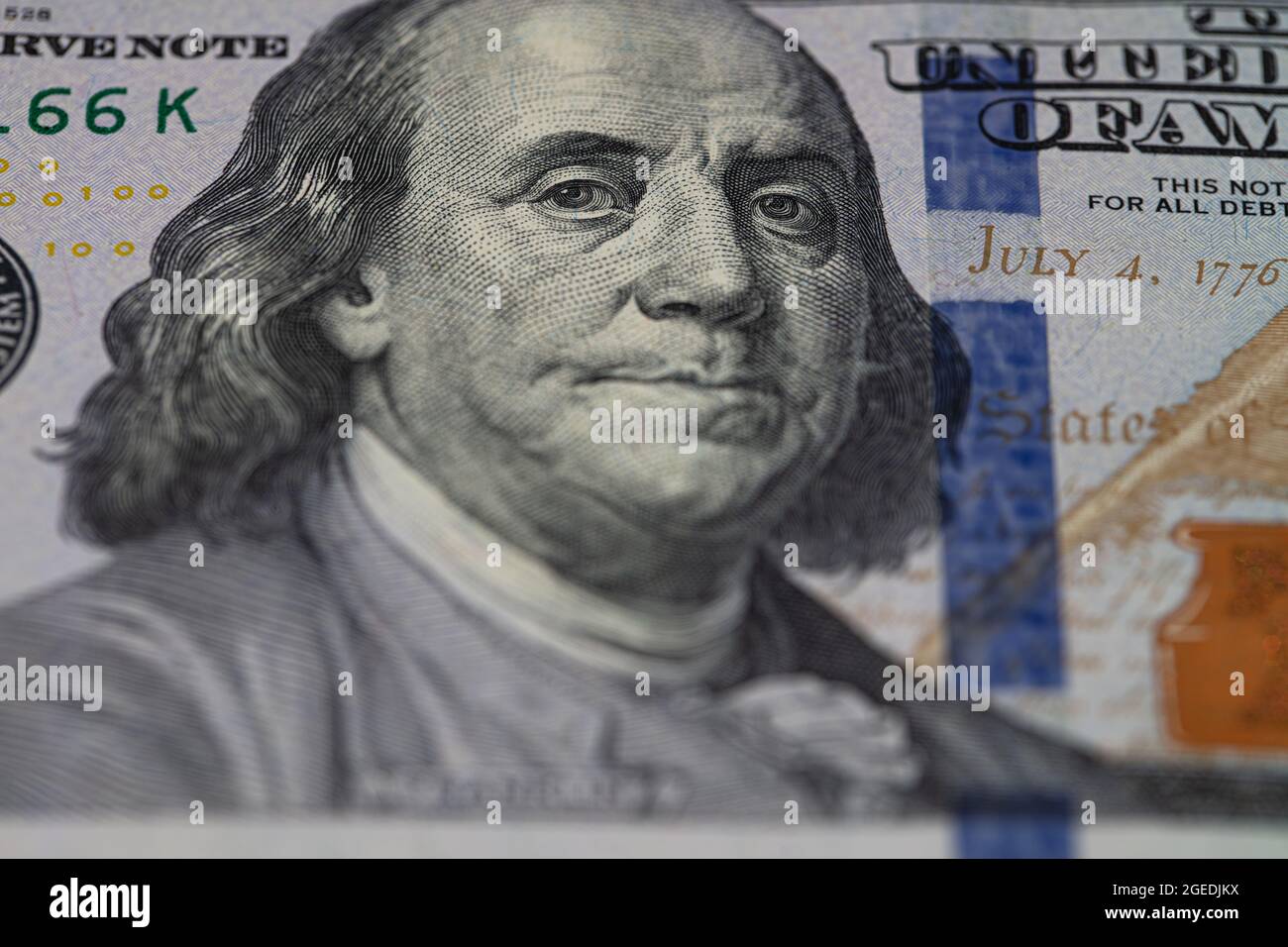 fragment of new 100 dollar bill Stock Photo Alamy