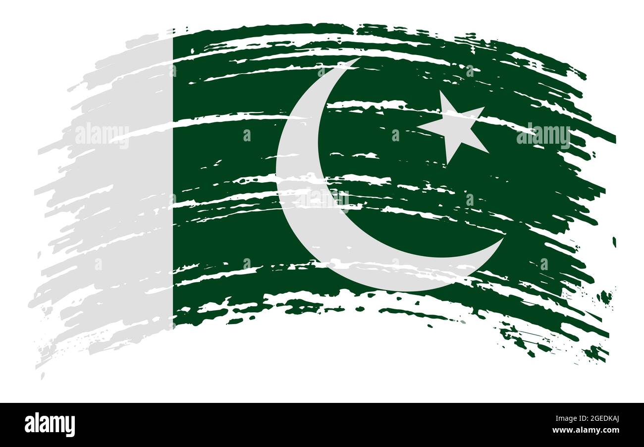 Pakistan flag in grunge brush stroke, vector image Stock Vector