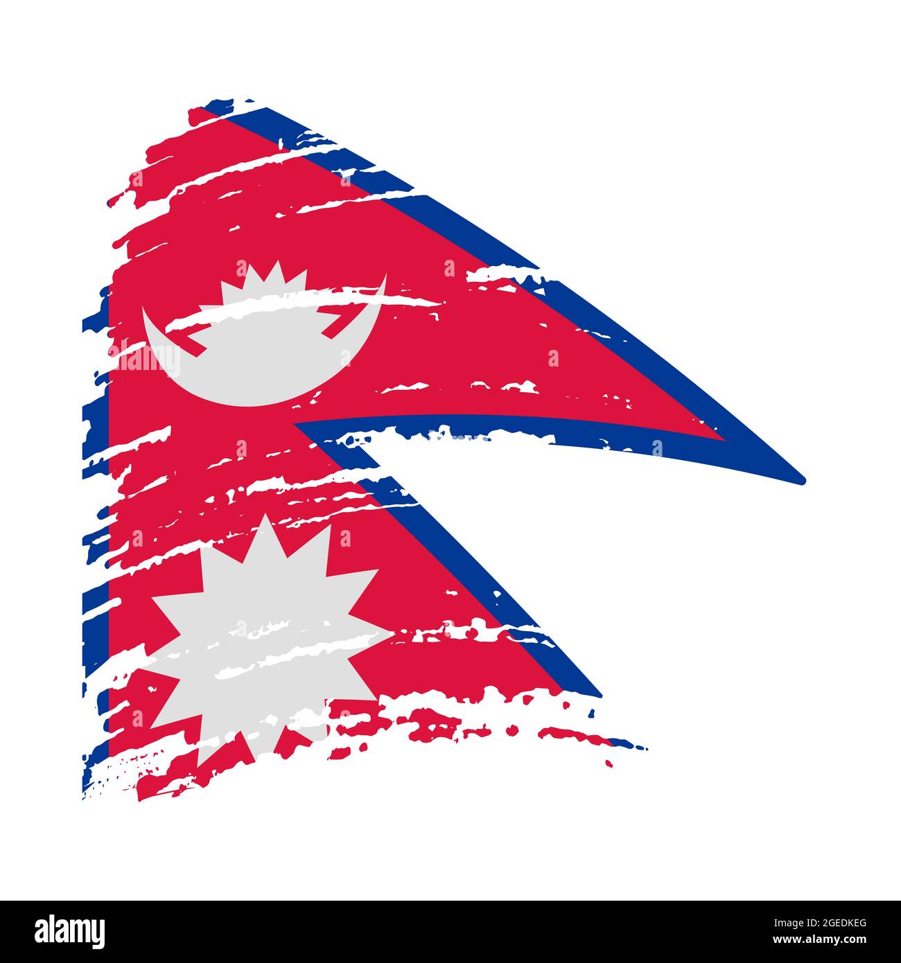 Nepal flag in grunge brush stroke, vector image Stock Vector Image