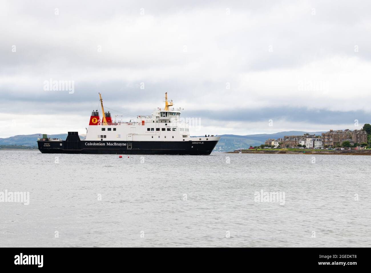 Calmac ferry 'Argyle' arriving at Rothesay, Isle of Bute on the Wemyss Bay Rothesay crossing, Argyll and Bute, Scotland, UK Stock Photo