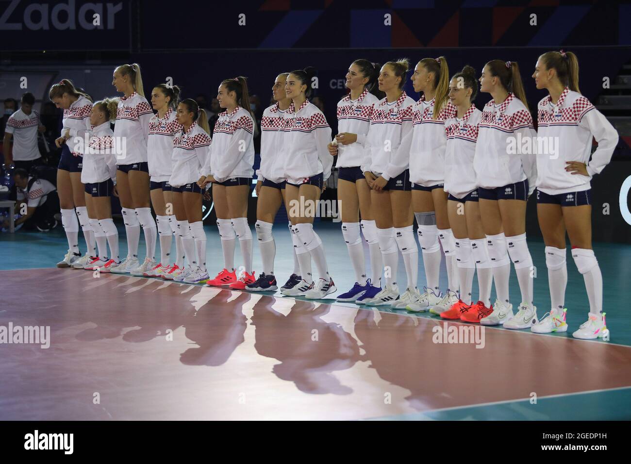 Croatian team before CEV EuroVolley 2021 Women volleyball game between