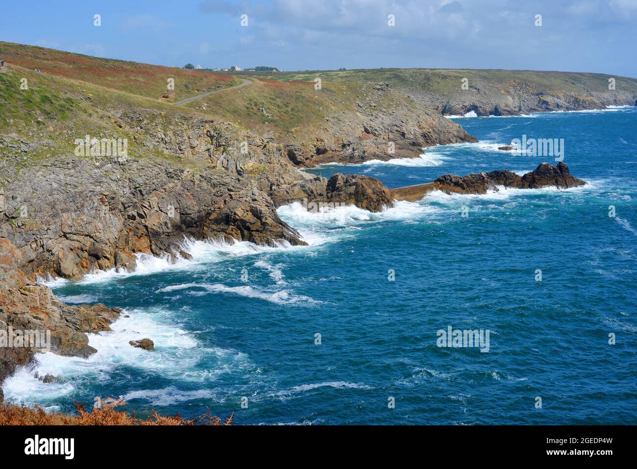 Wild coast in Brittany, France, view near Pointe du Raz Stock Photo