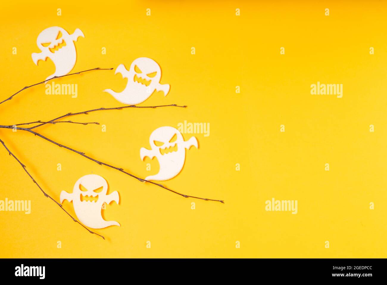 Halloween scene on orange background Stock Photo - Alamy