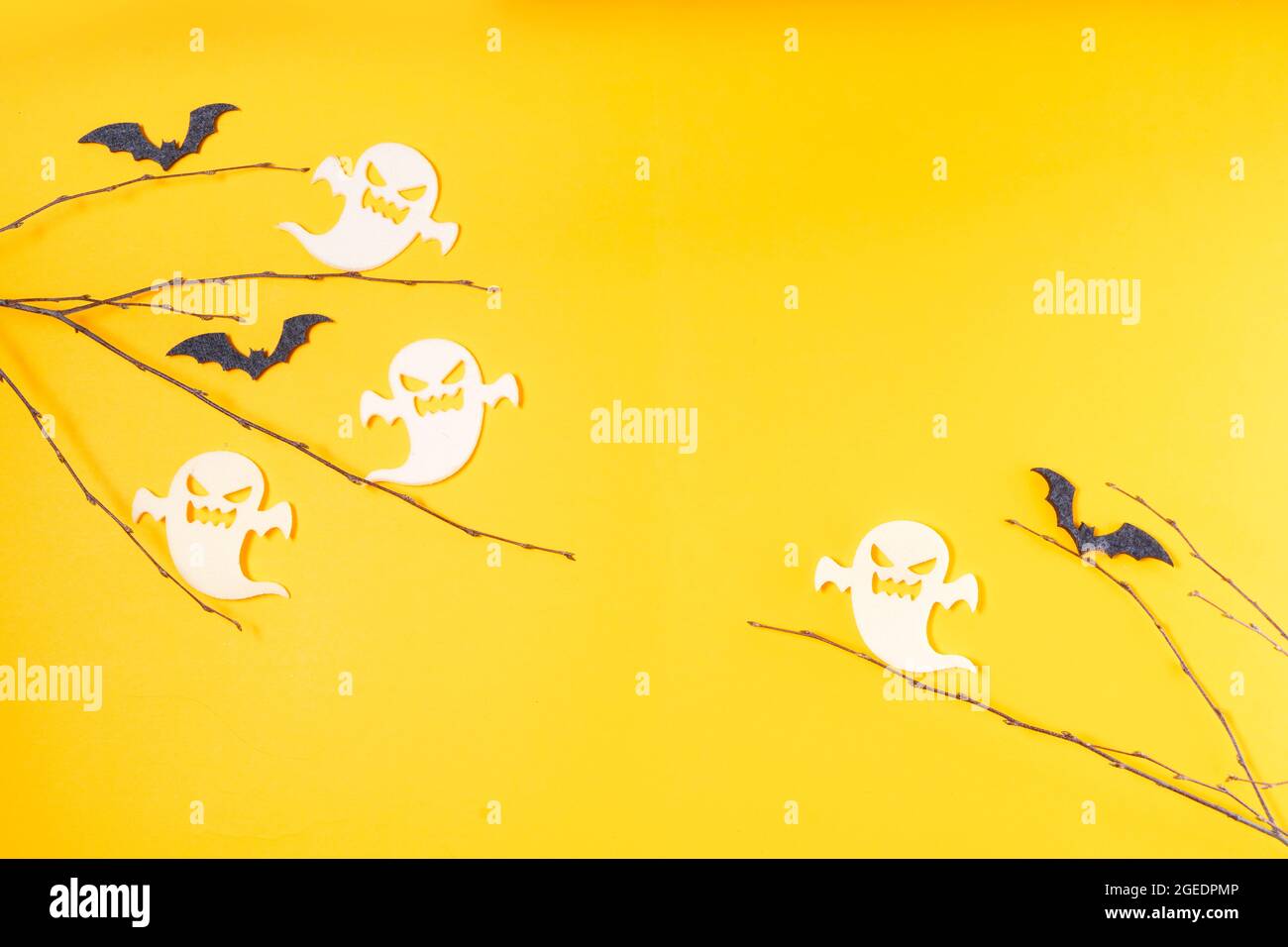 Halloween scene on orange background Stock Photo - Alamy