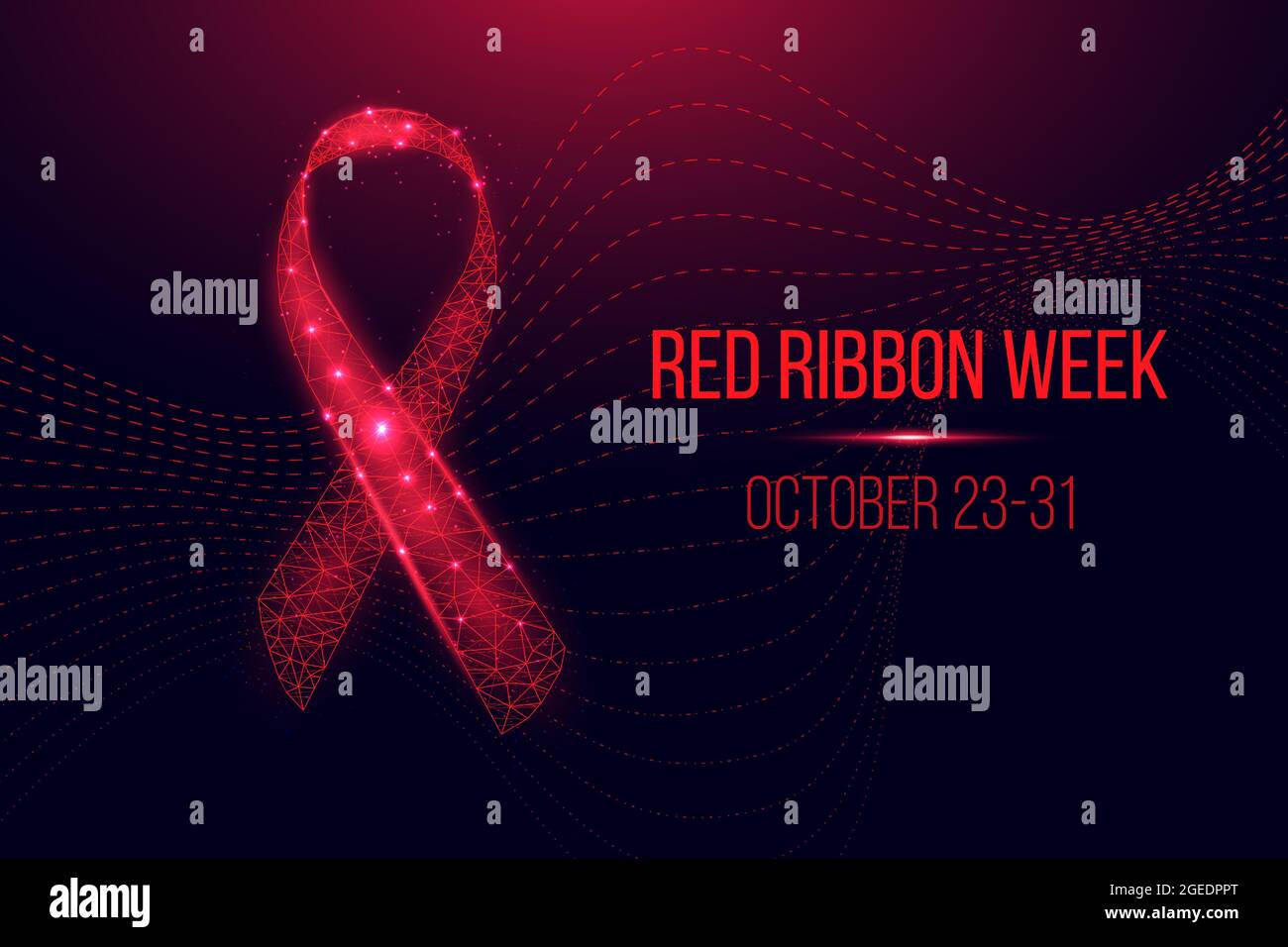 Red ribbon week concept. Banner with red ribbon awareness and text