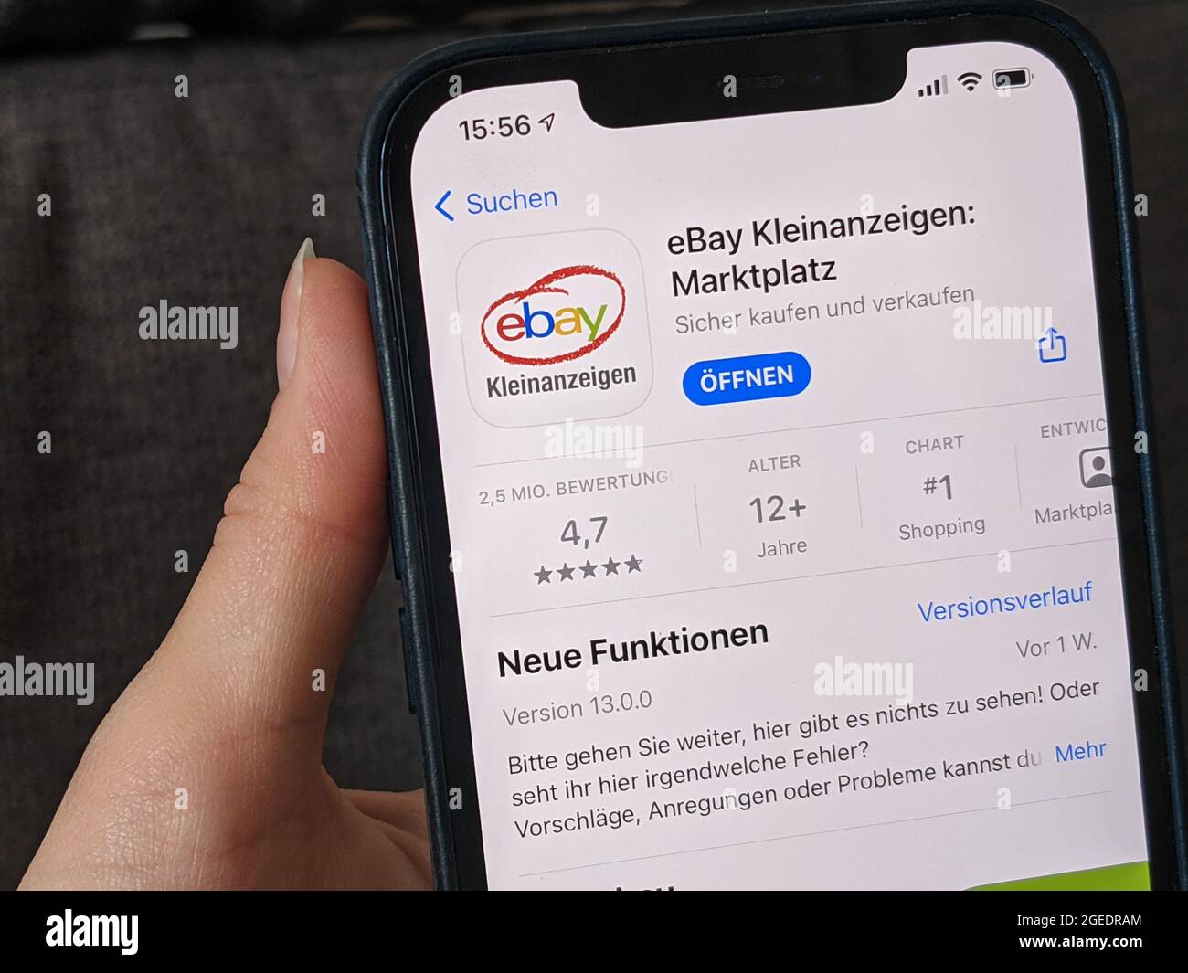 Berlin, Germany. 19th Aug, 2021. The Ebay Classifieds app in the Apple App  Store on an iPhone. The classifieds platform is one of the widest-reach  online services in Germany. Credit: Christoph Dernbach/dpa/Alamy