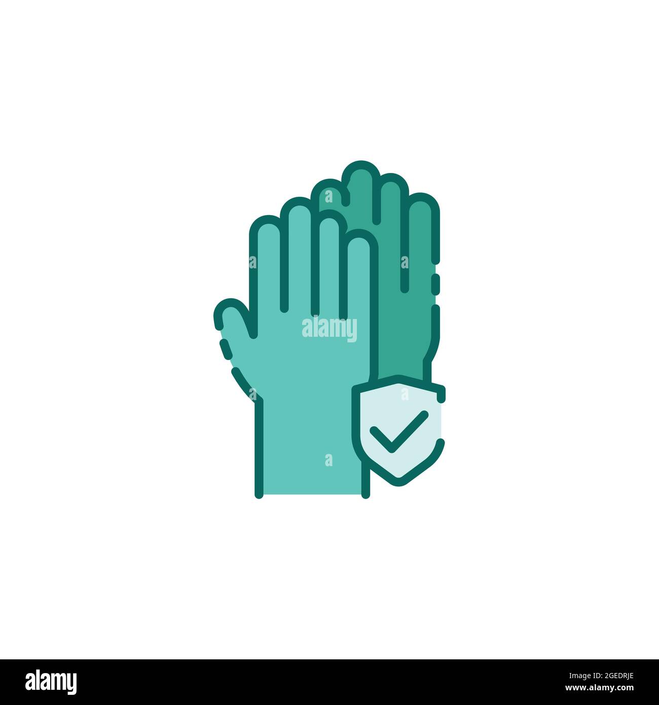 Rubber cleaning gloves color line icon. Hand protection against pollution. Stock Vector