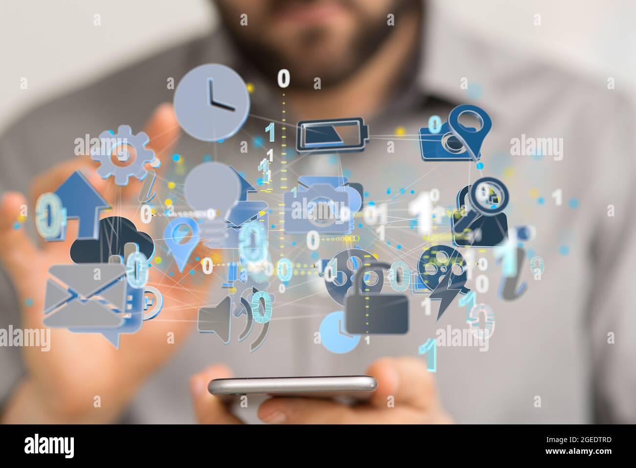 2d rendering of a Big data cloud digital 3d Stock Photo