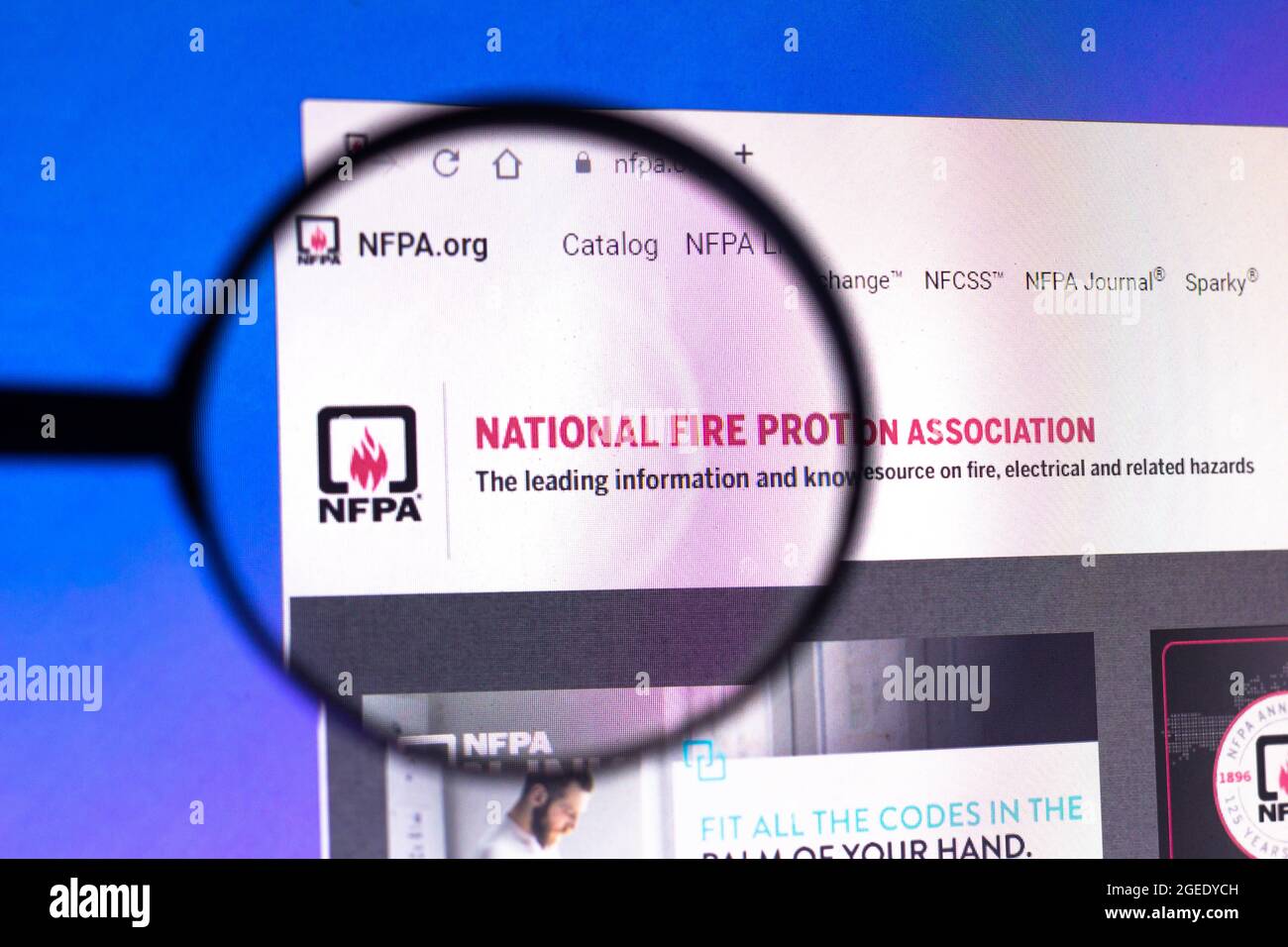 In this photo illustration the homepage of the National Fire Protection