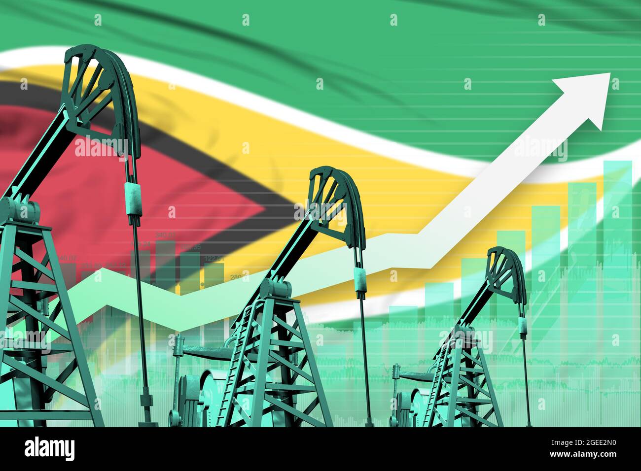 Guyana oil industry concept, industrial illustration - rising up chart ...