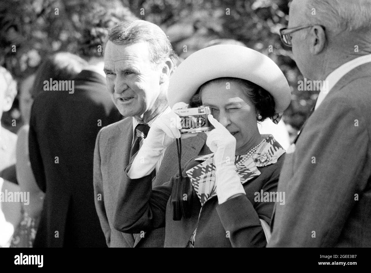 File photo dated 21/03/1977 of Queen Elizabeth II turns photographer during a visit to the Lindsay Park Stud in South Australia. The royal family has marked World Photography Day by sharing images of the Queen behind the lens. Issue date: Thursday August 19, 2021. Stock Photo