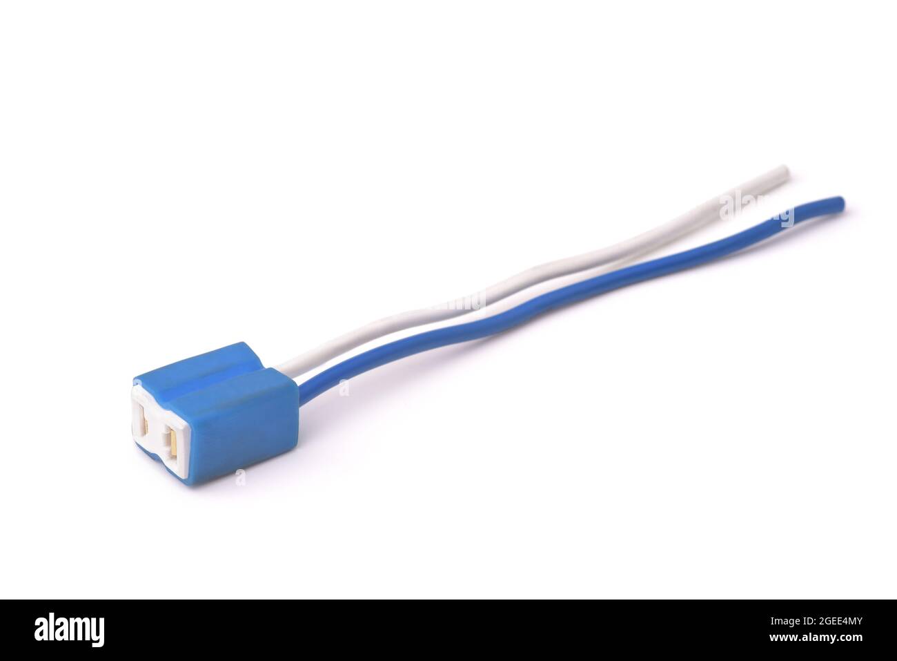 Female car headlight connector plug socket isolated on white Stock Photo