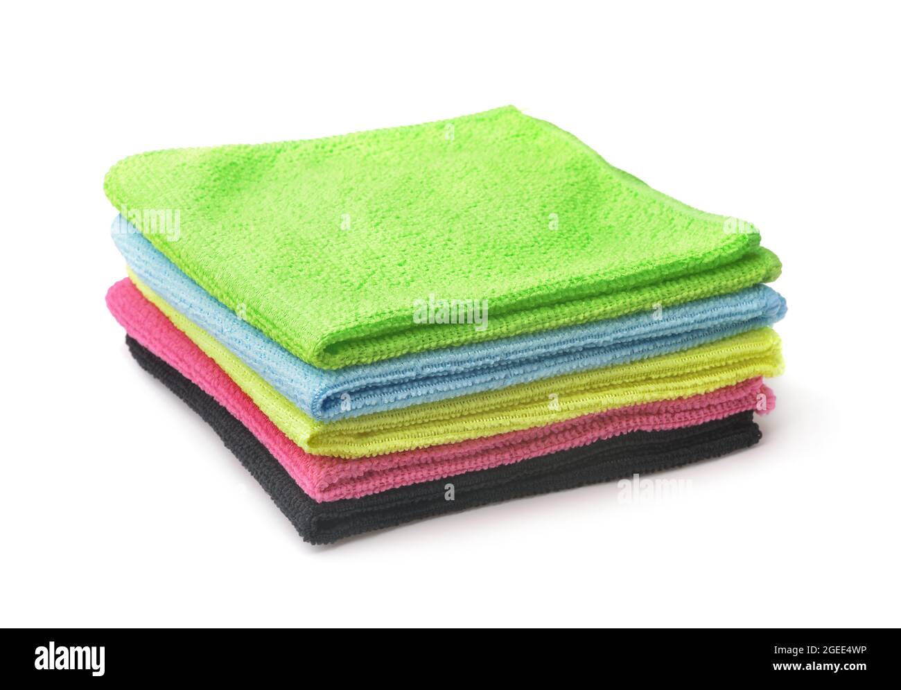 Stack of colorful microfiber cloths isolated on white Stock Photo - Alamy