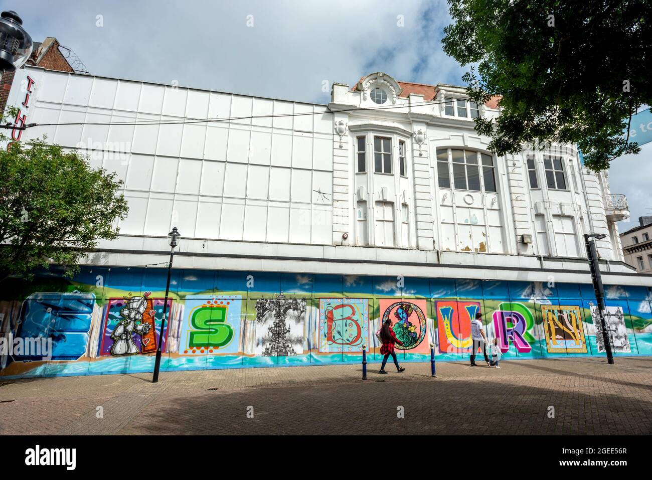 Eastbourne, August 2021 Eastbourne street art on a disused shop Stock