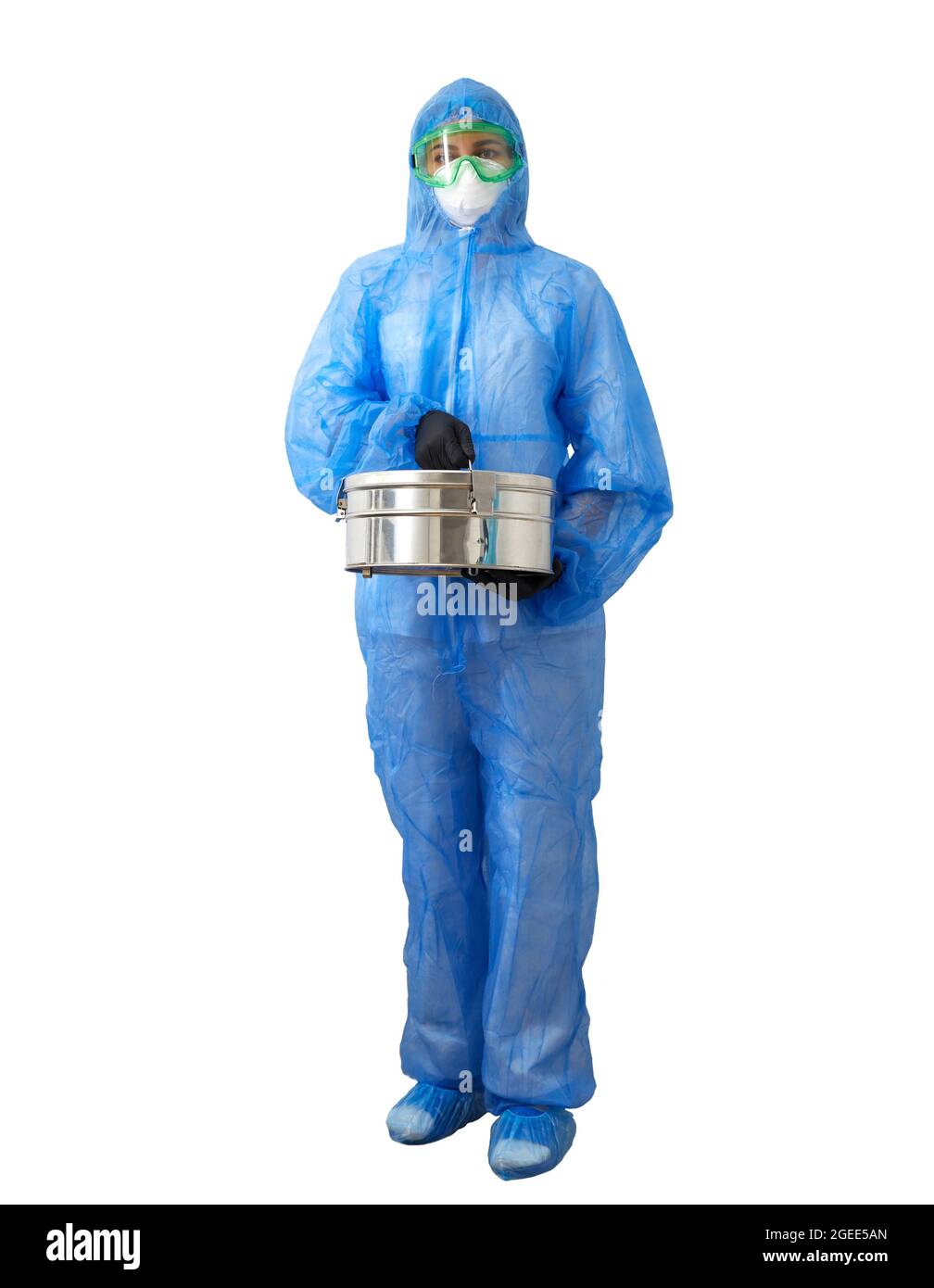 Medical healthcare technologist holding holding Autoclave Sterilizer