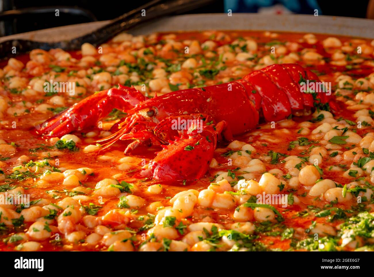 large bowl with typical lobster gnocchi recipe Stock Photo