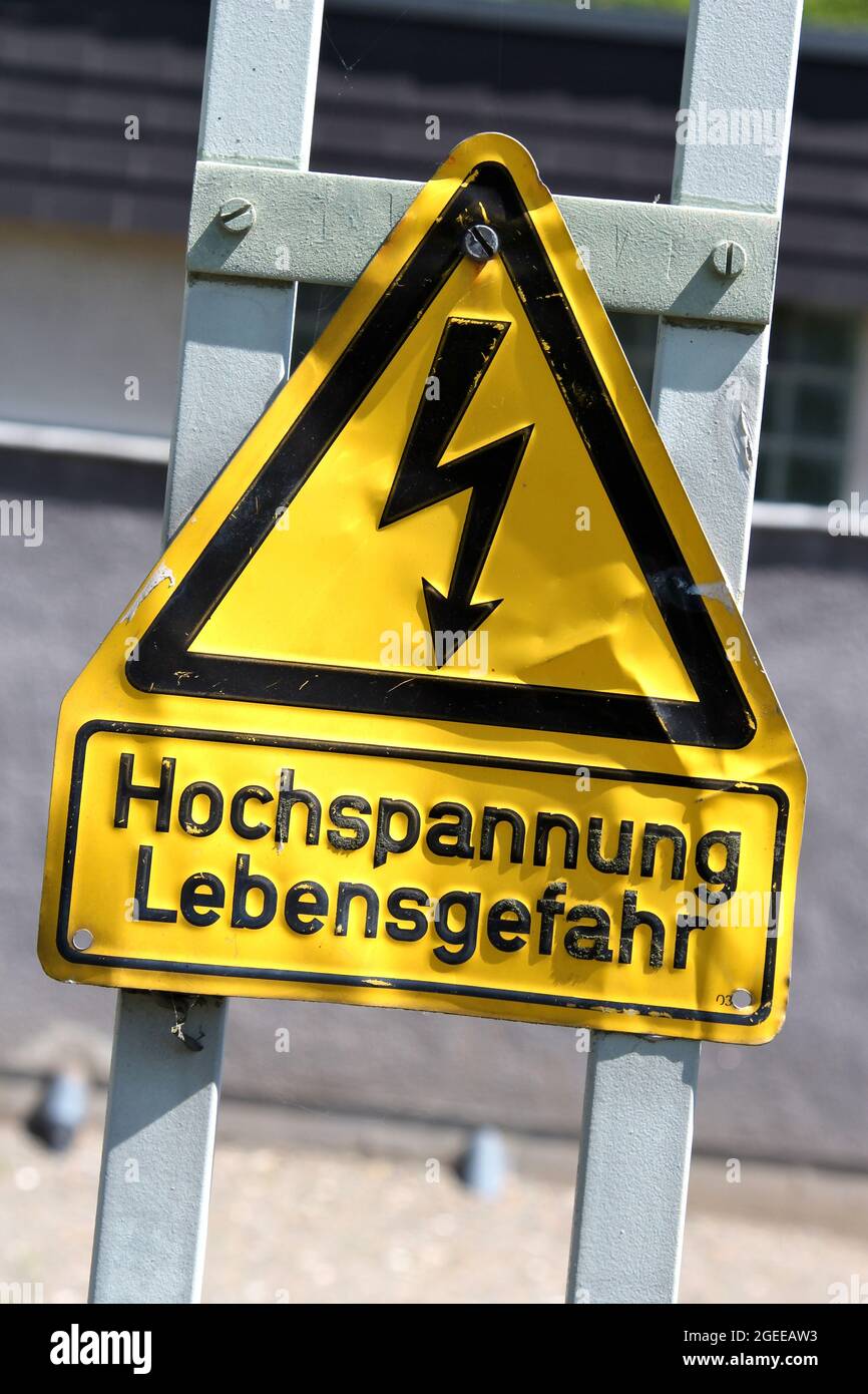 safety symbol: caution, risk of electric shock Stock Photo