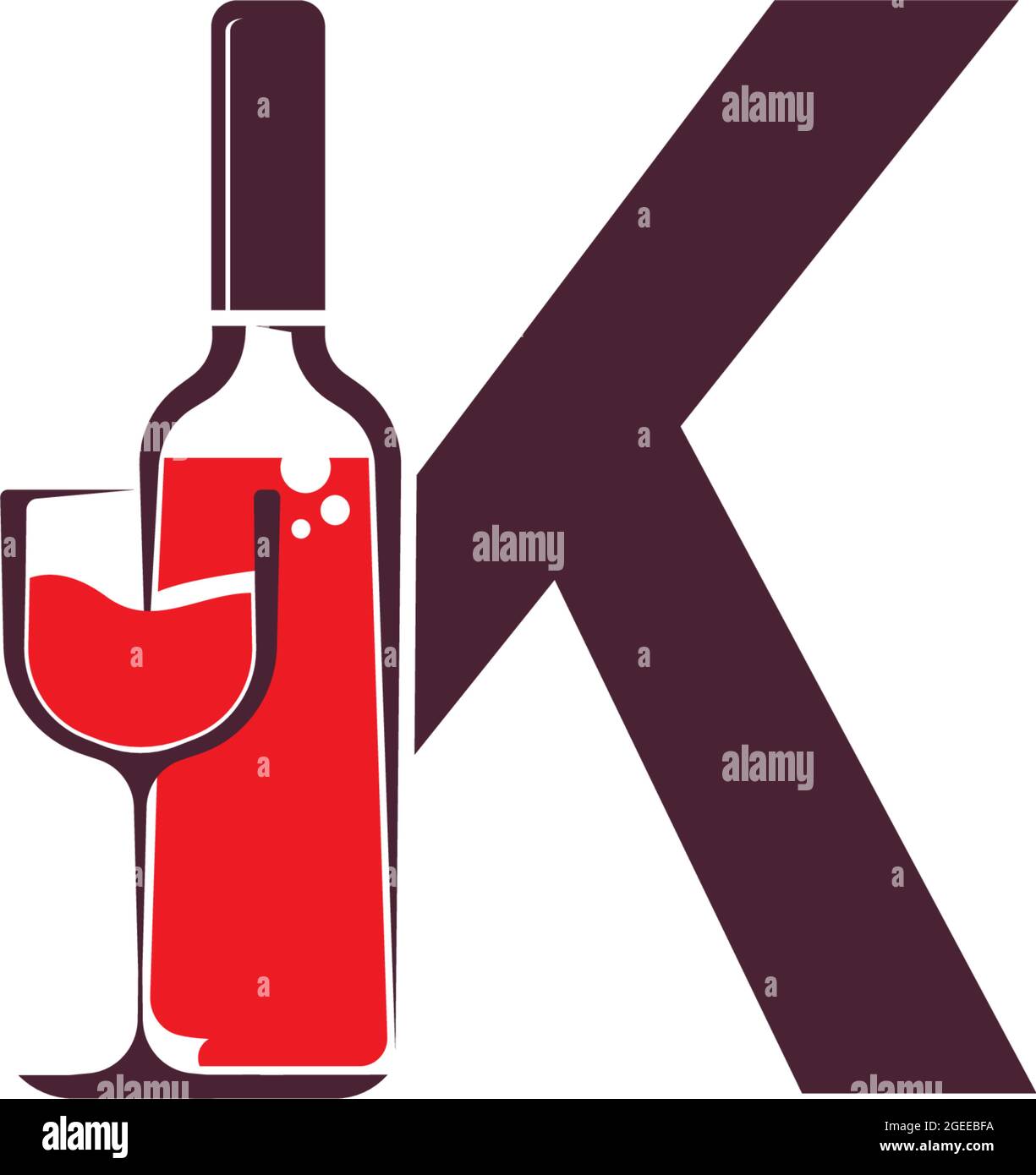Letter K with wine bottle icon logo vector template Stock Vector