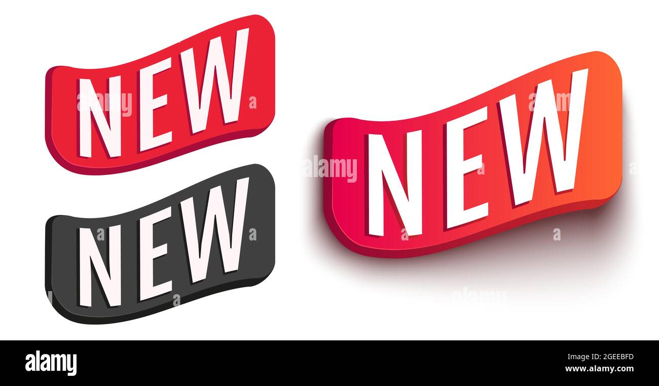 Vector set icons of new labels. New banners in realistic style. Stock Vector