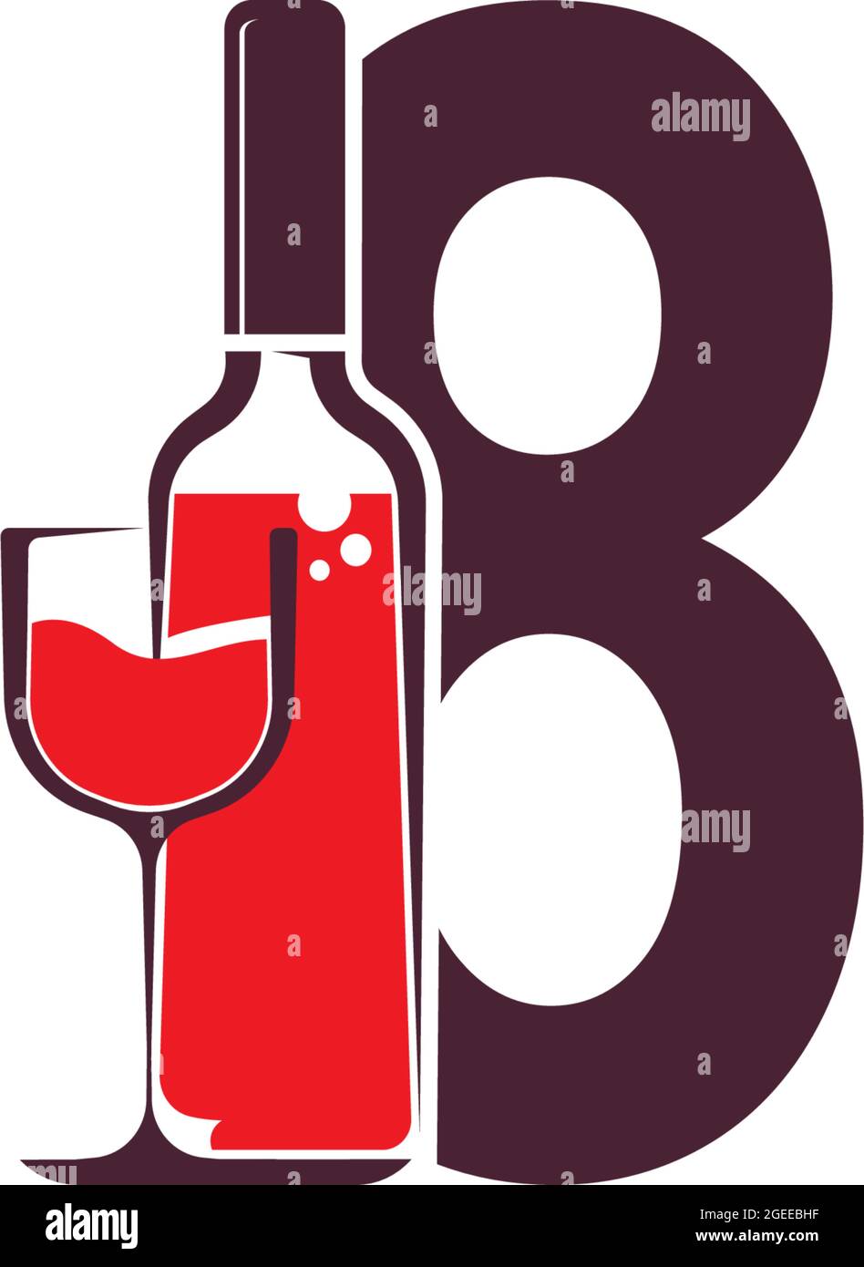 Number 8 with wine bottle icon logo vector template Stock Vector