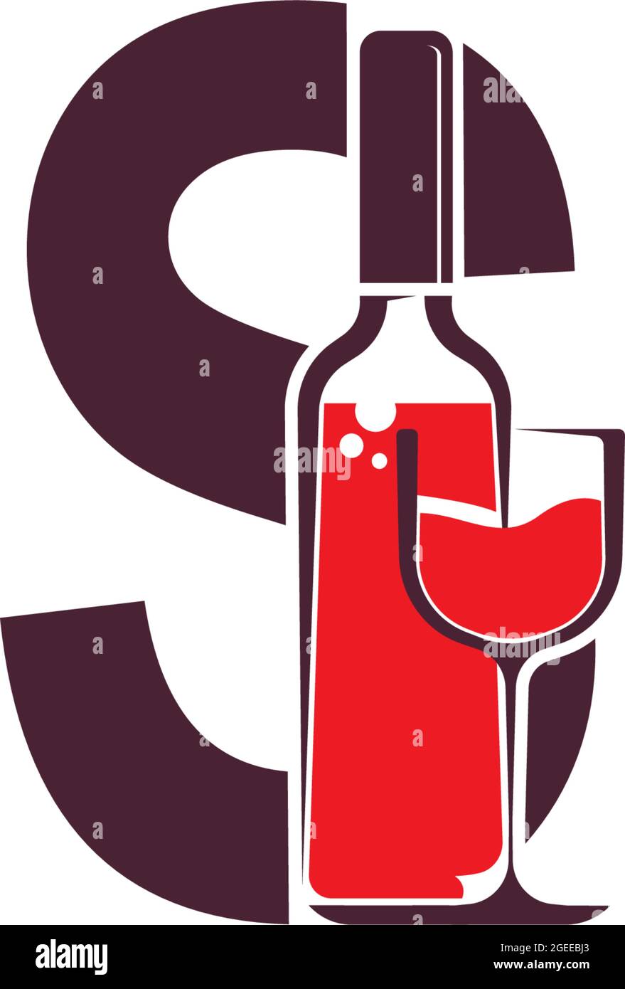Letter S with wine bottle icon logo vector template Stock Vector