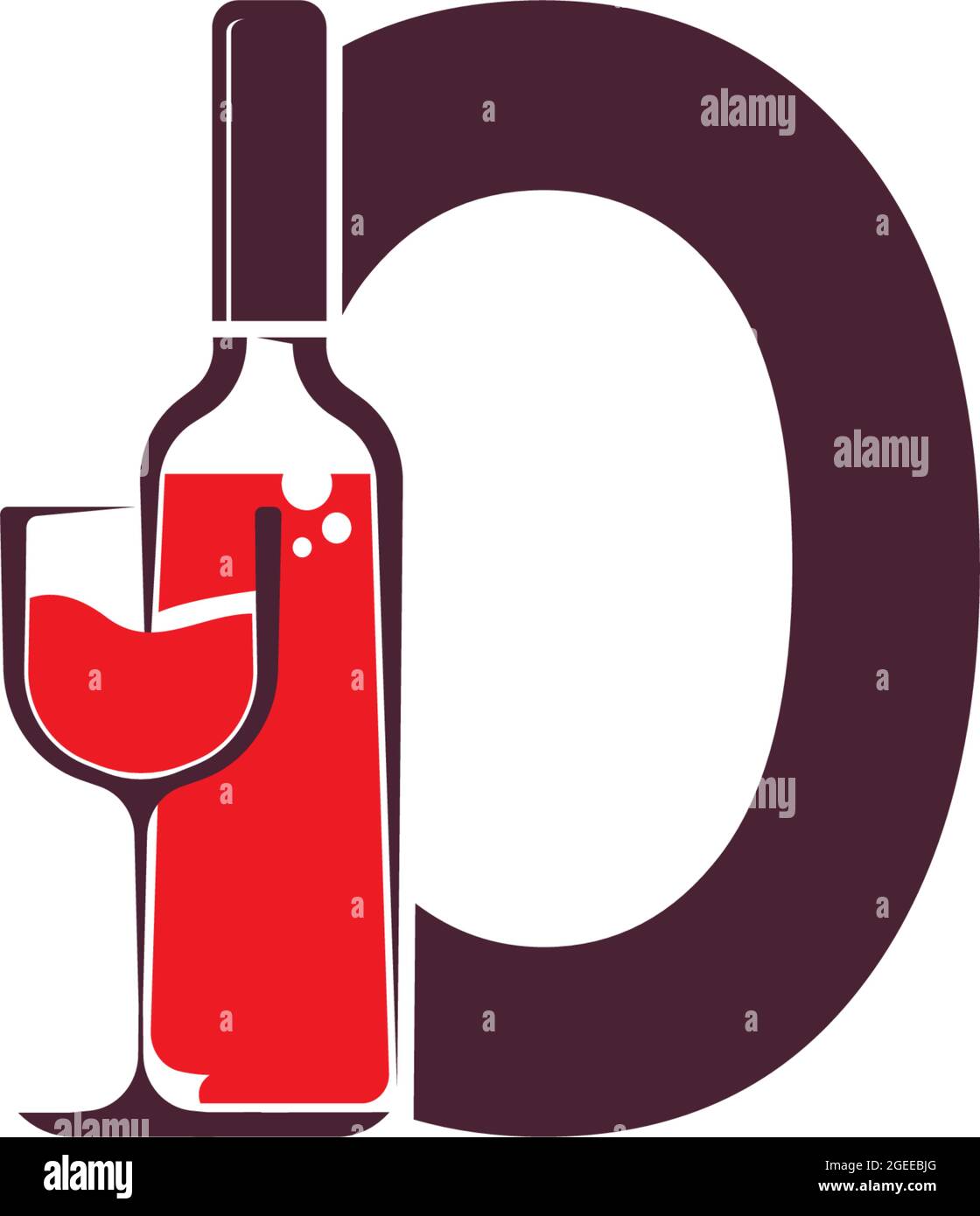 Letter O with wine bottle icon logo vector template Stock Vector