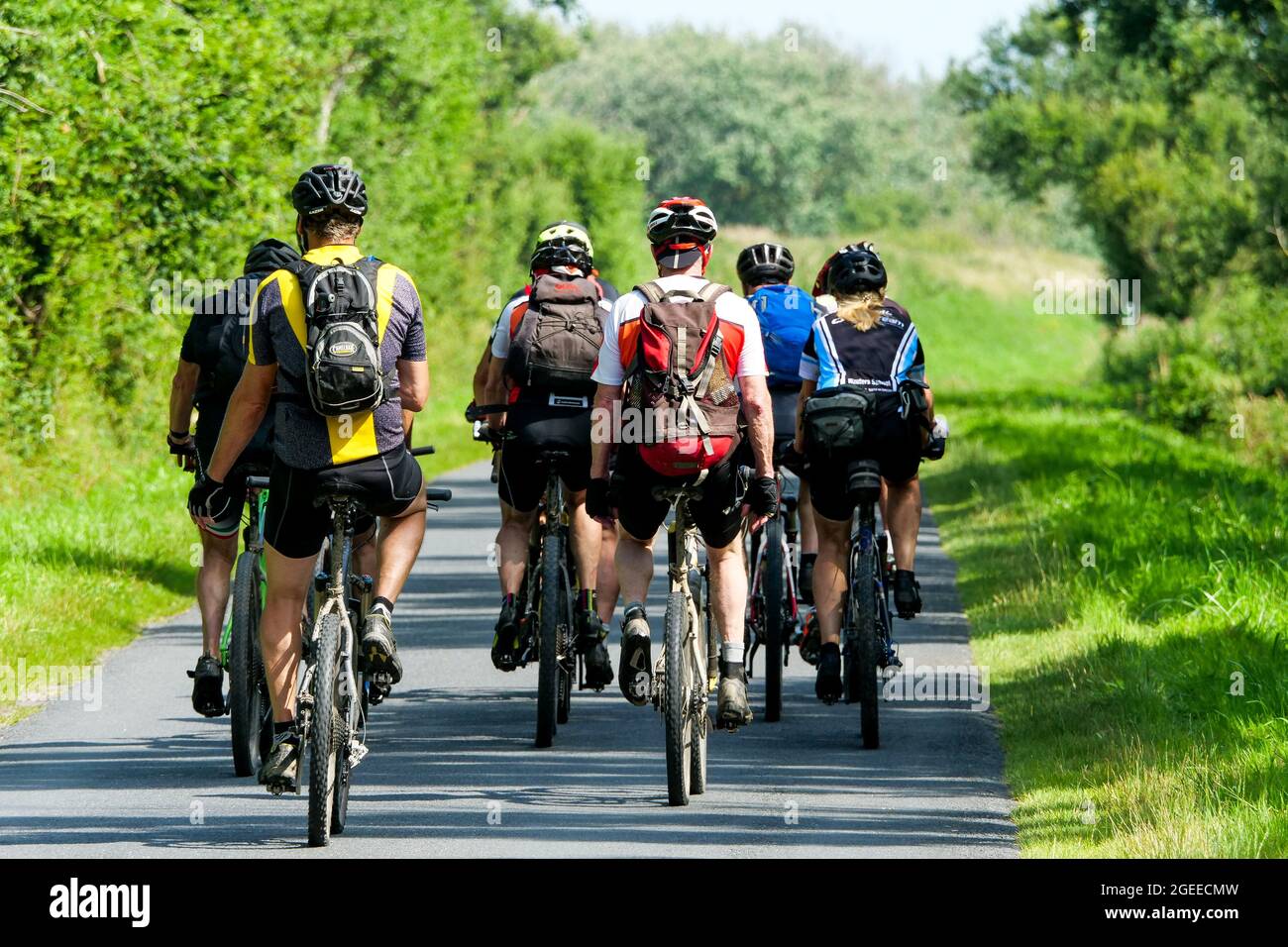 Bicycle riders, Le Grand Vey, Manche department, Cotentin, Normandy Region, France Stock Photo
