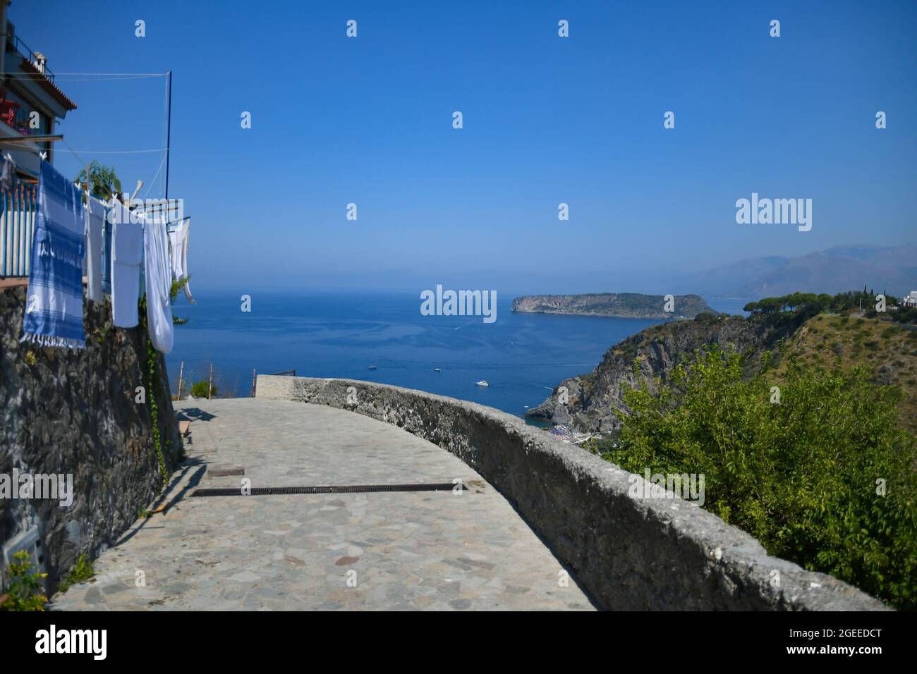 Panoramic view of the coast of San Nicola Arcella, a tourist resort in the Calabria region of Italy. Stock Photo