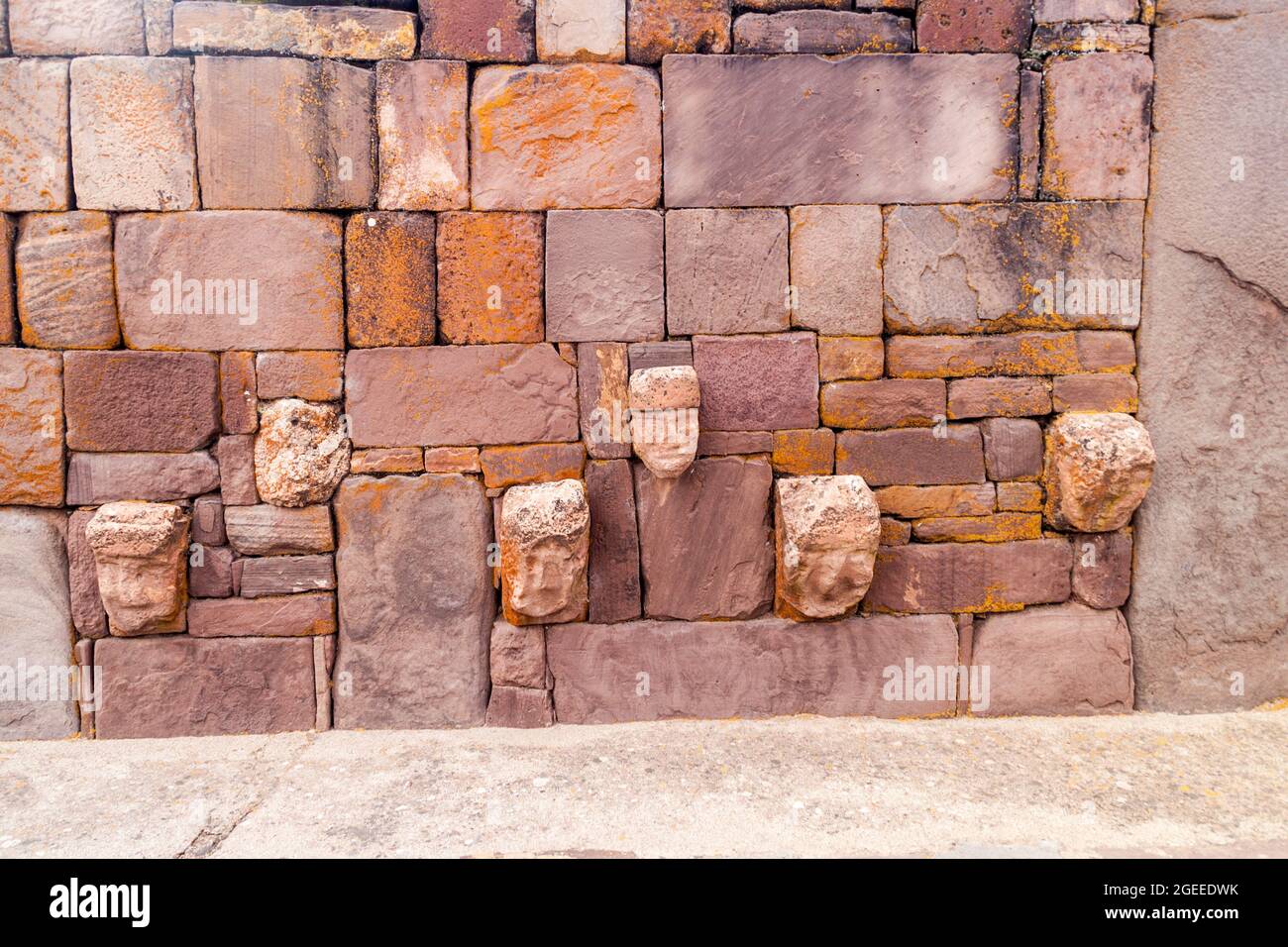 Detail of Kalasasaya structure at Tiwanaku (Tiahuanaco), Pre-Columbian archaeological site, Bolivia Stock Photo