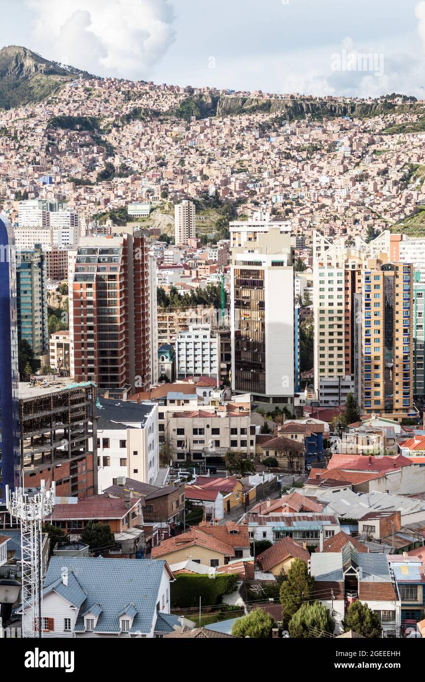 Skyscrapers in the center of La Paz, Bolivia Stock Photo - Alamy