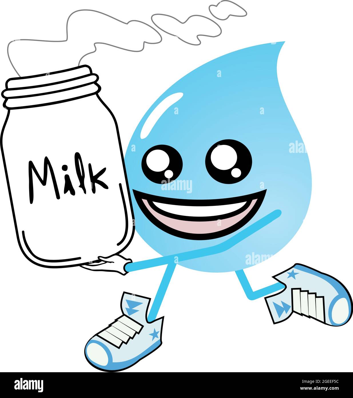 Drop water with milk bottle Stock Vector
