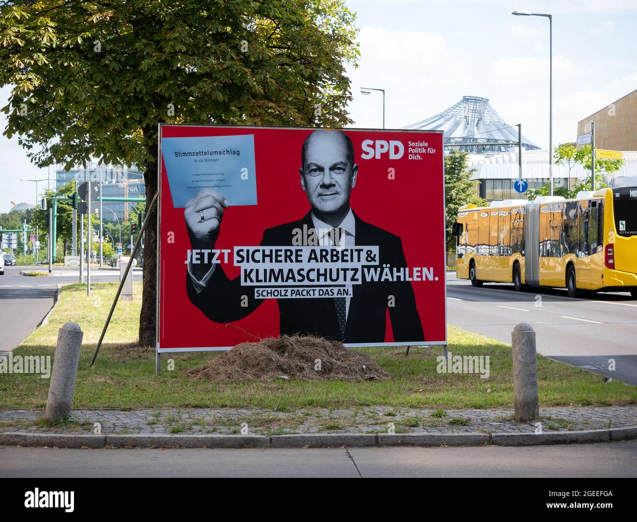Campaign Poster of The SPD and Olaf Scholz In Berlin, Germany Stock Photo
