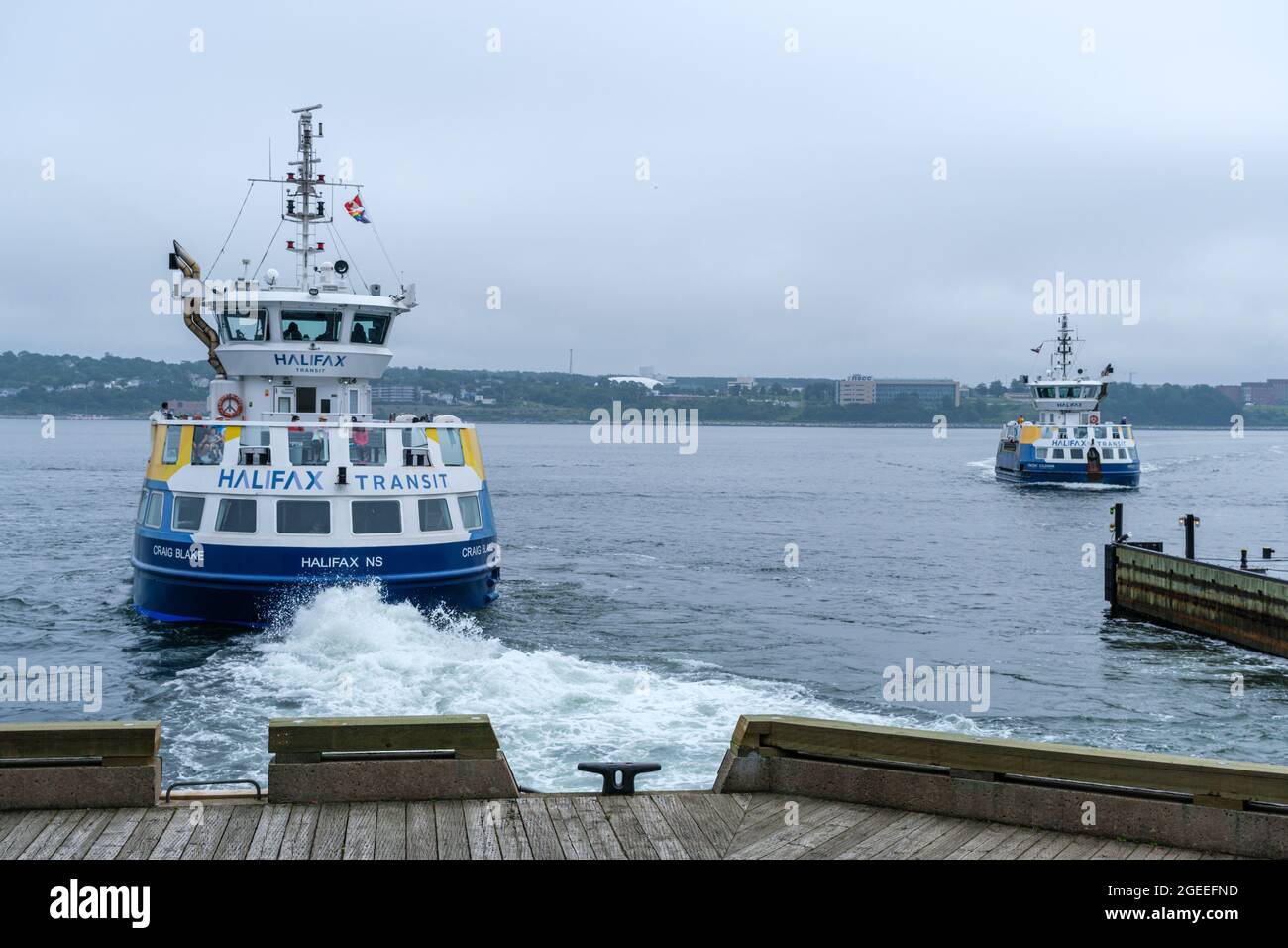 Halifax, Canada - 10 August 2021: Halifax Transit Ferry going from Halifax to Dartmouth Stock Photo