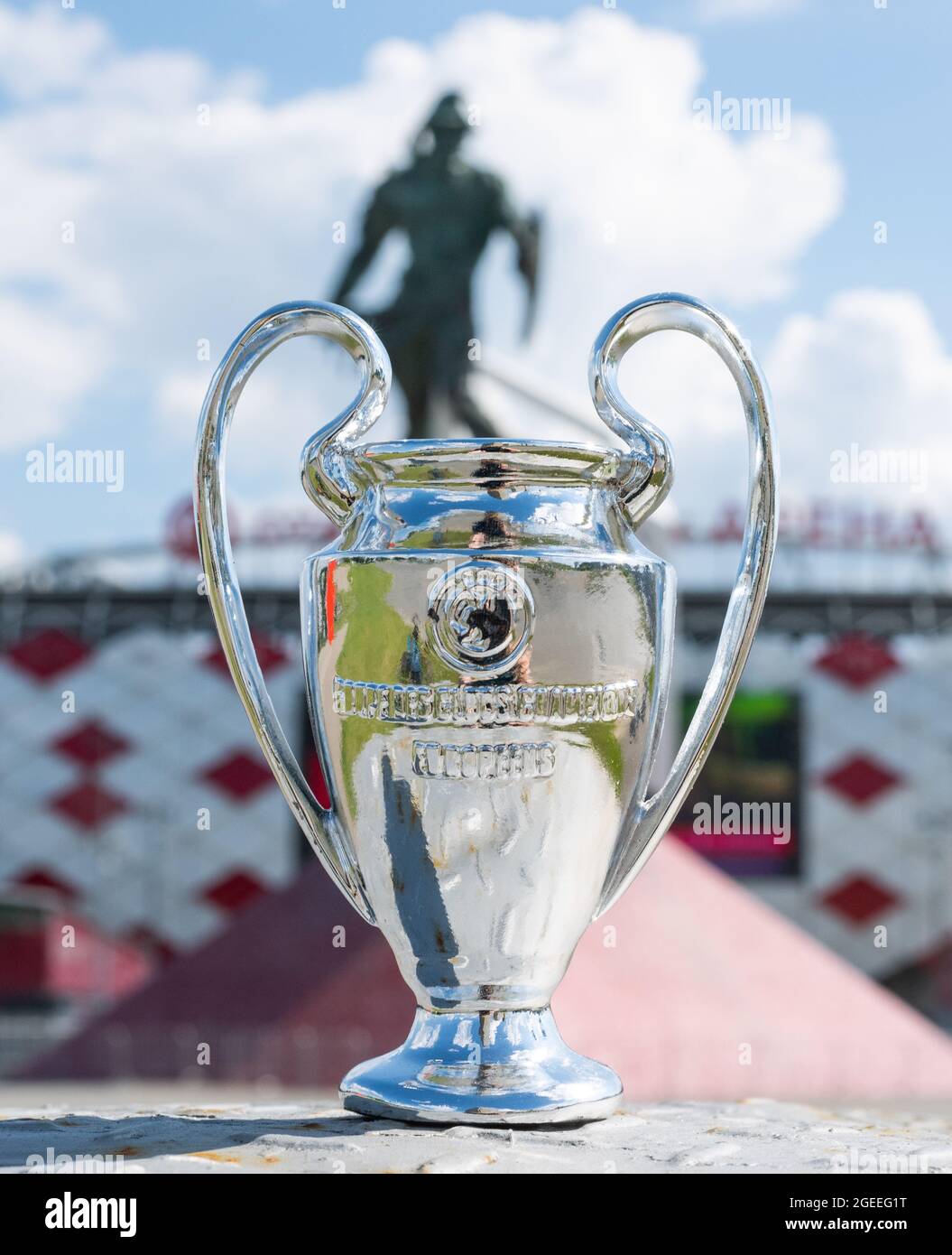 June 14 21 Moscow Russia Uefa Champions League Cup In Front Of A Modern Stadium Stock Photo Alamy