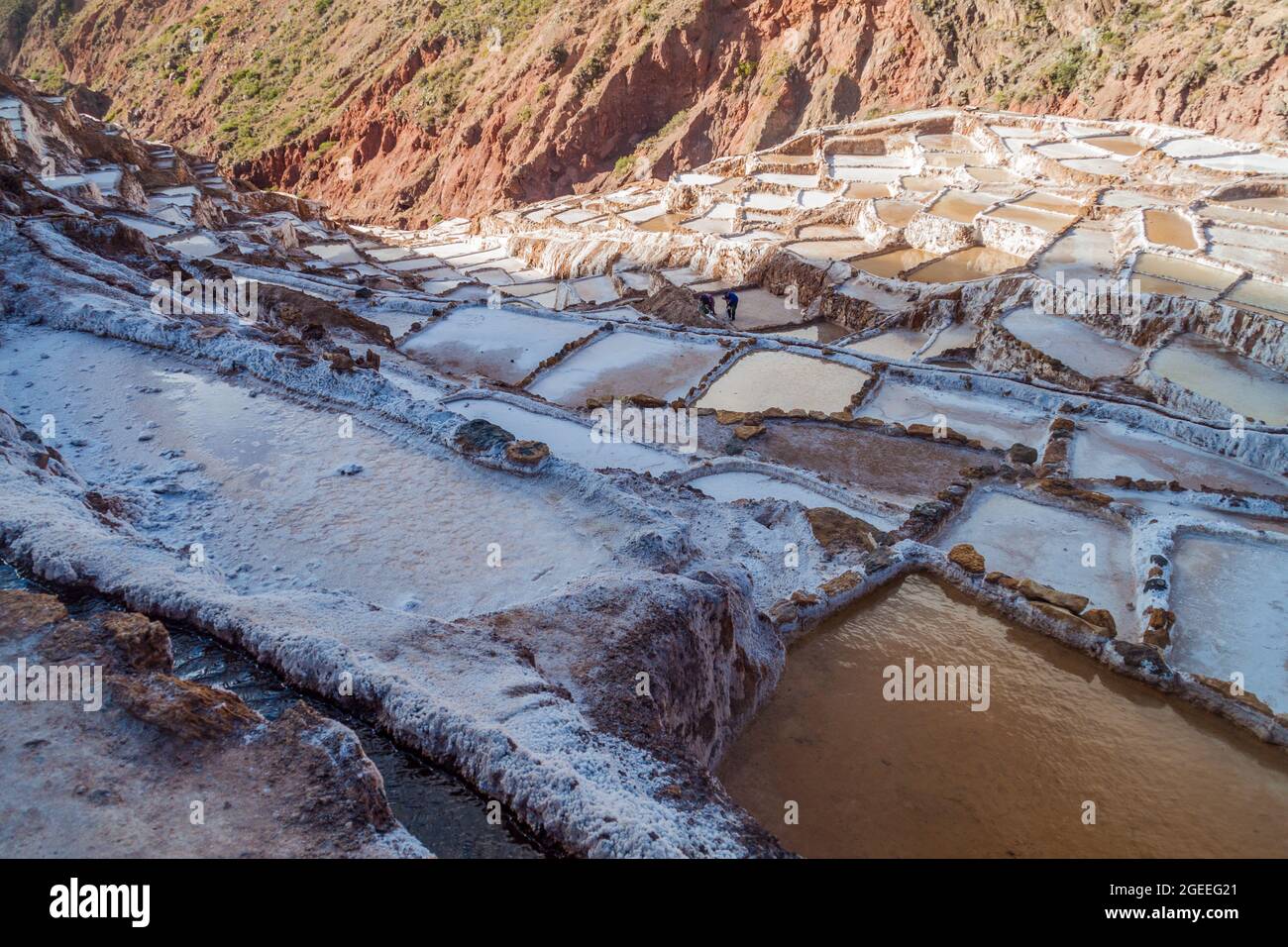 Salt extraction pans (Salinas) in Sacred Valley of Incas, Peru Stock ...