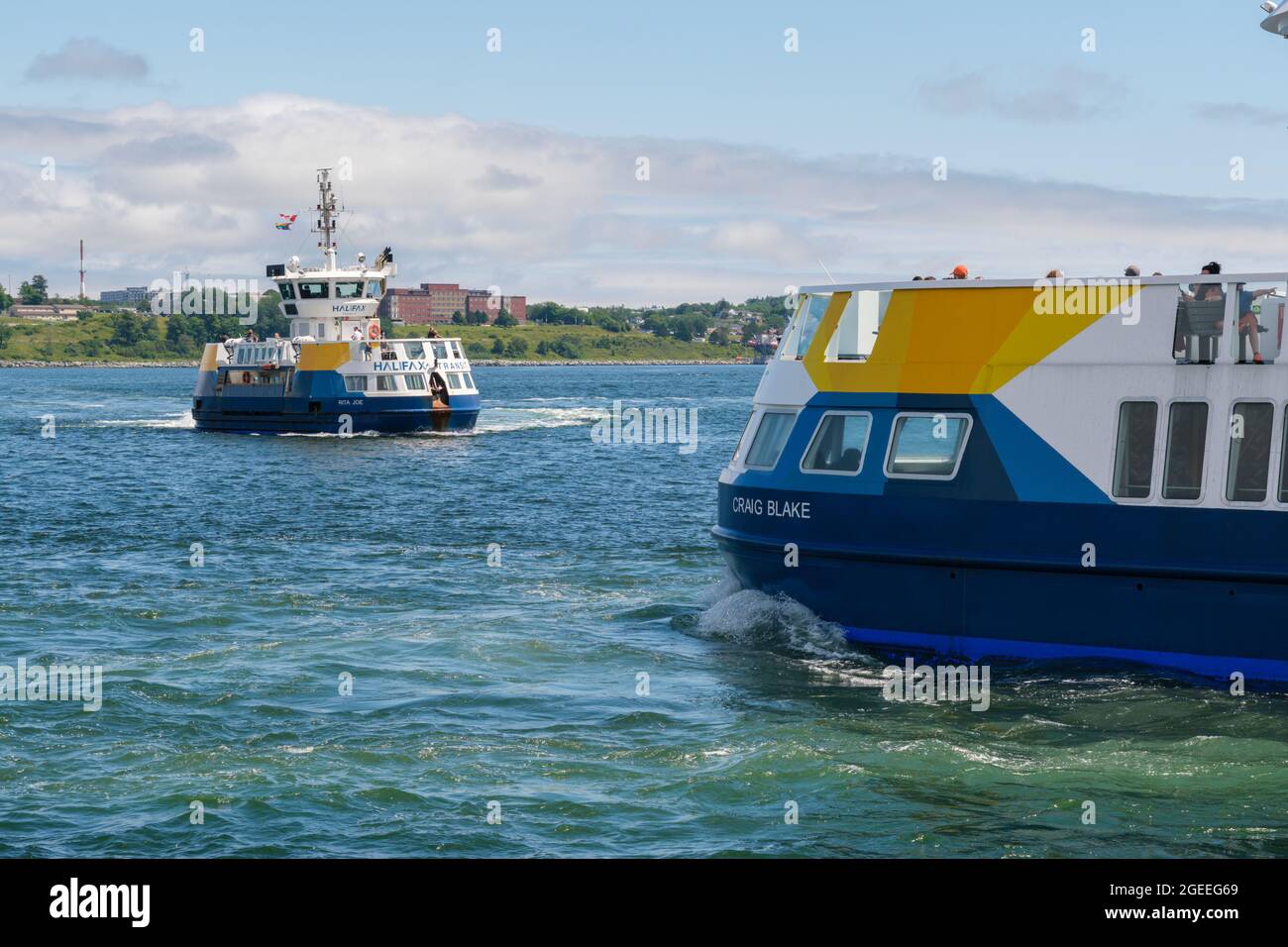 Halifax, Canada - 11 August 2021: Halifax Transit Ferry going from Dartmouth to Halifax Stock Photo