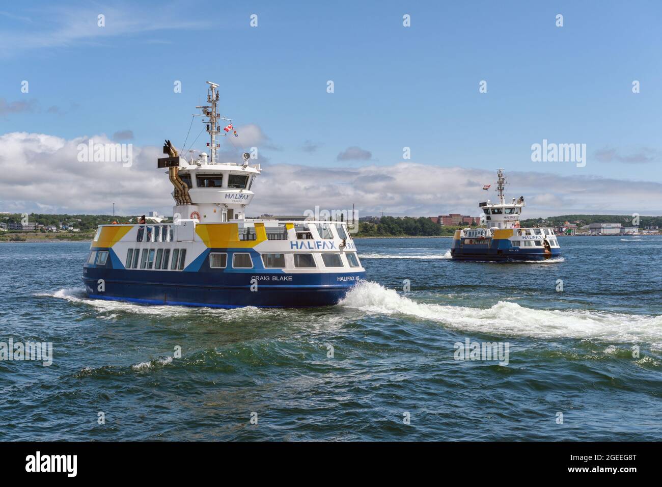 Halifax, Canada - 11 August 2021: Halifax Transit Ferry going from Halifax to Dartmouth Stock Photo