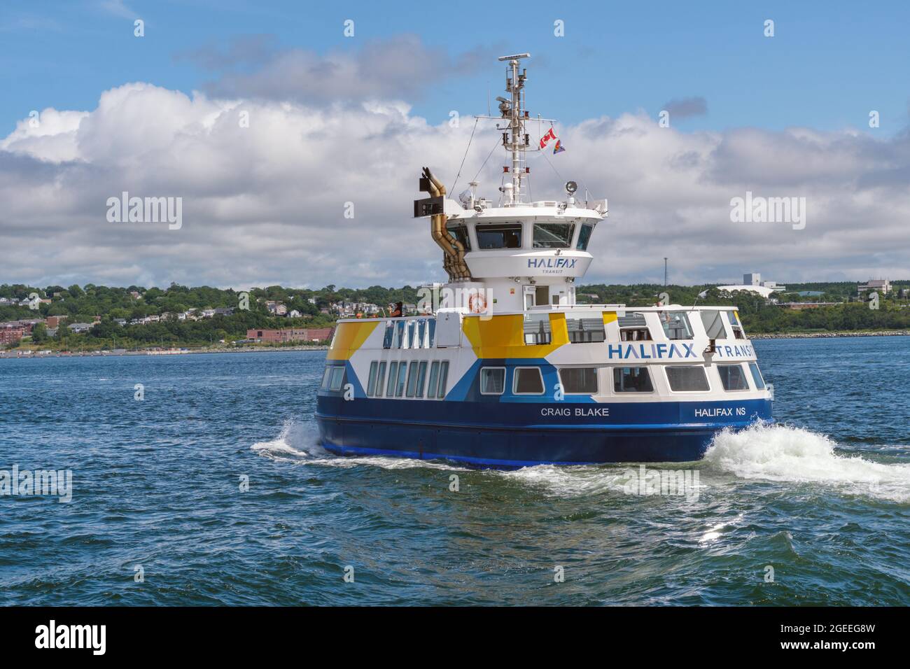 Halifax, Canada - 11 August 2021: Halifax Transit Ferry going from Halifax to Dartmouth Stock Photo