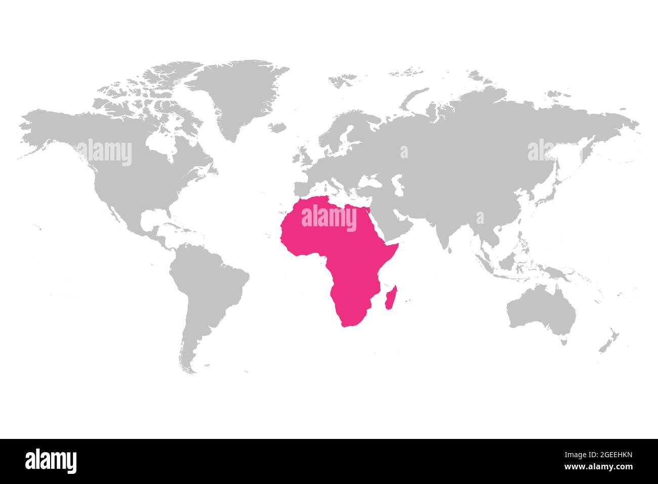Africa Continent In World Map Africa Continent Pink Marked In Grey Silhouette Of World Map. Simple Flat  Vector Illustration Stock Vector Image & Art - Alamy