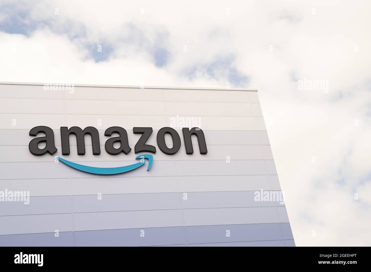AMAZON logo on the distribution centre England UK Stock Photo Alamy