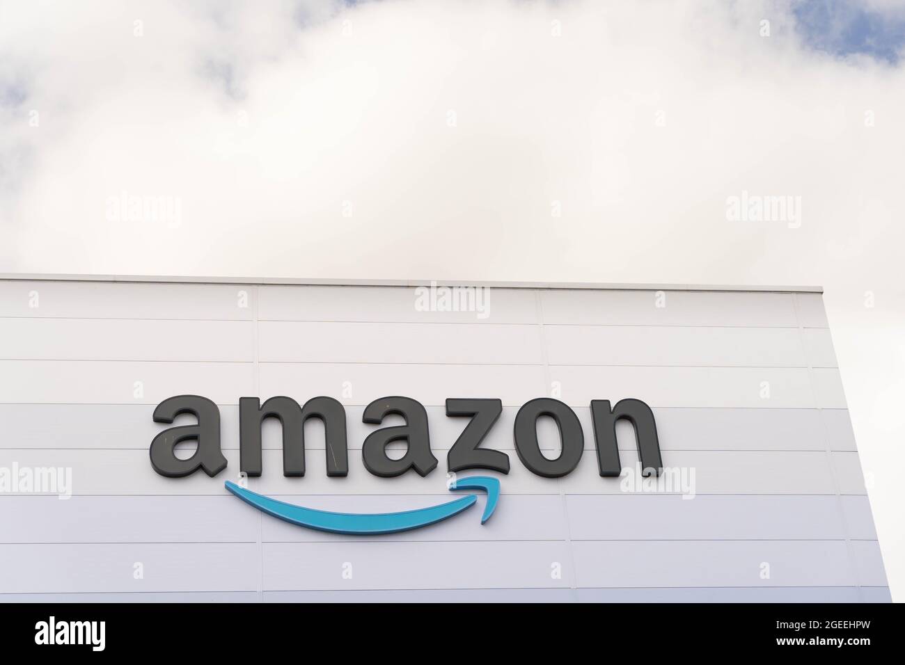 AMAZON logo on the distribution centre England UK Stock Photo Alamy