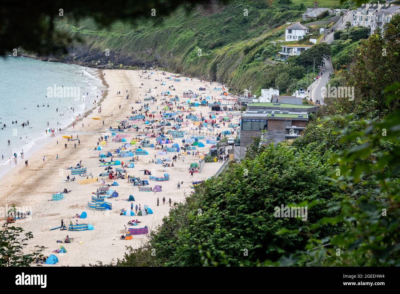 Looking down on the Carbis Bay Hotel and carbis Bay near St Ives