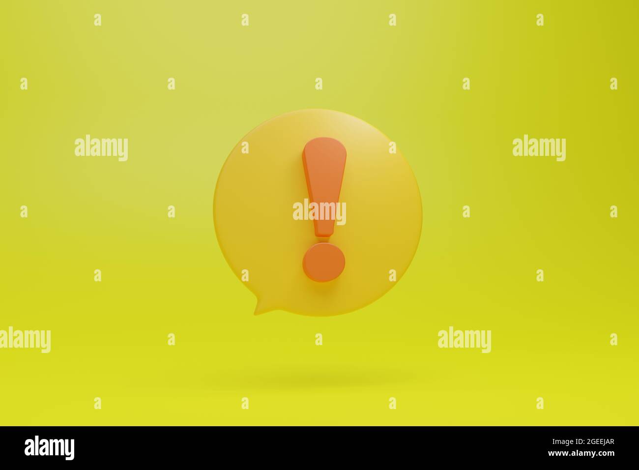 large big yellow exclamation mark sign symbol in 3d style round dialog