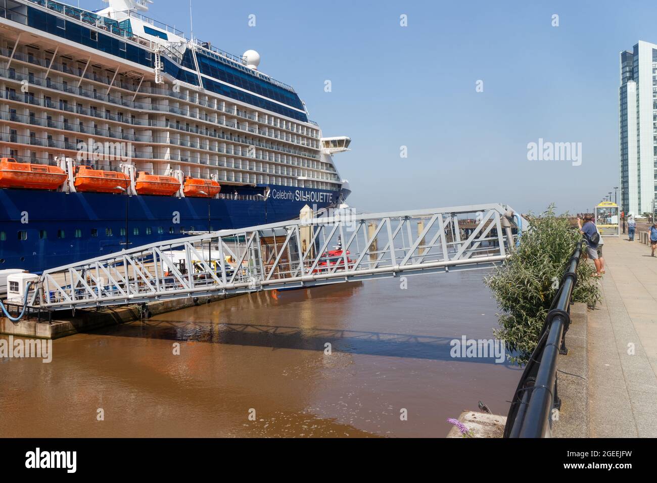 Cruise ship Celebrity Silhouette at Liverpool Cruise Terminal during a visit in summer 2021 Stock Photo