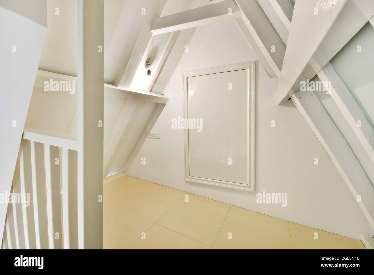 Beautiful modern interior design for an empty room under the roof in